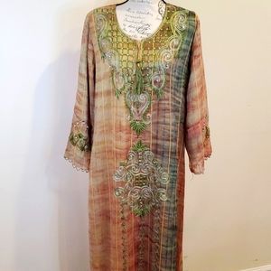 Galabeya Kaftan Lightweight Casual Floral Printed Long Dress Large